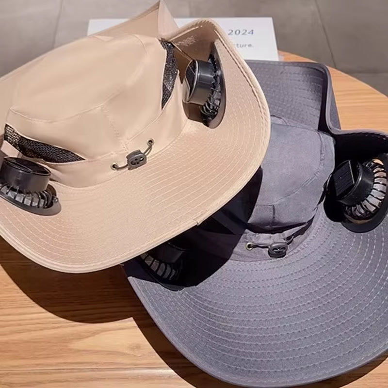Large Brim Solar Fan Hat for Men Women Anti-Uv Sun Protection for Summer Outdoor Activities Car Battery Powered Sunshade for Car