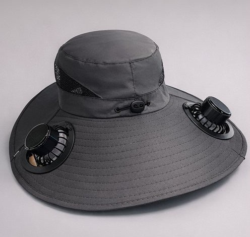 Charcoal fan hat, angled